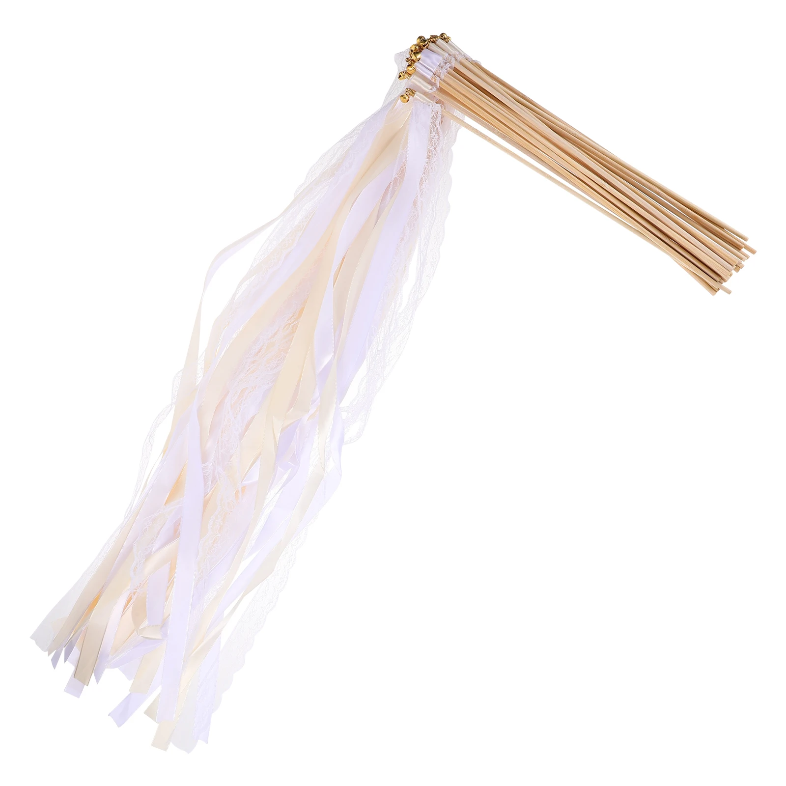 

25pcs Colorful Ribbon Fairy Wands Fairy Sticks Smooth Wedding Party Favors Streamers Dance Beige Handheld Accessories