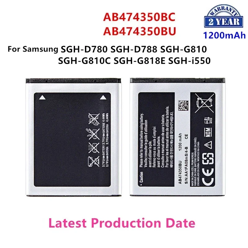 

Brand New AB474350BU AB474350BC Battery 1200mAh For Samsung SGH-D780 SGH-D788 SGH-G810 SGH-G810C SGH-G818E SGH-i550