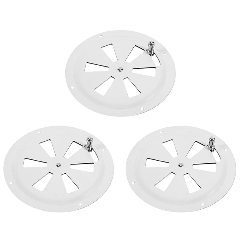 3X Round Air Louver Vent & Side Knob Opening Grille Cover Marine Boat RV 316 Stainless Steel Ventilation Louvered Vent