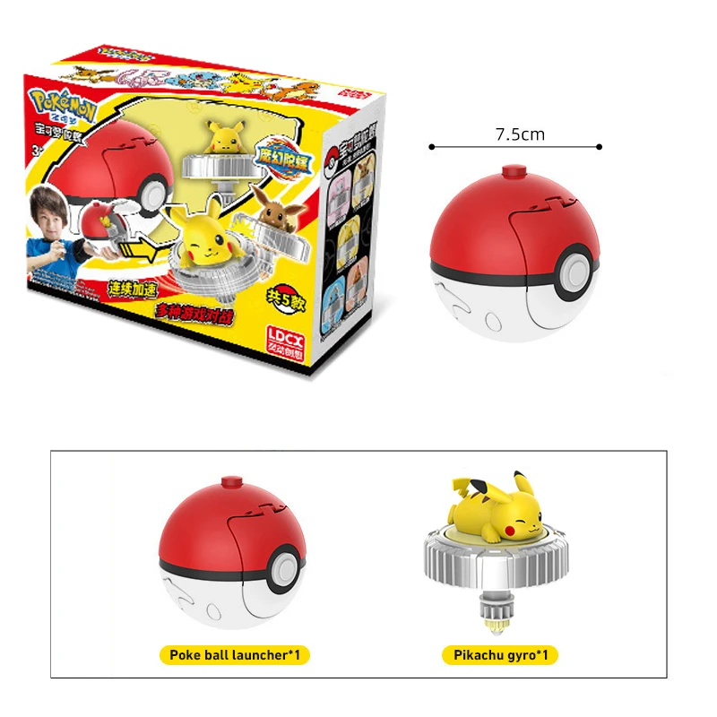 Original Pokémon Pikachu Spinning Top Cartoon Anime Figure Pull Line Spinning Battle Game Spinning Top Children\'s Gift Toys