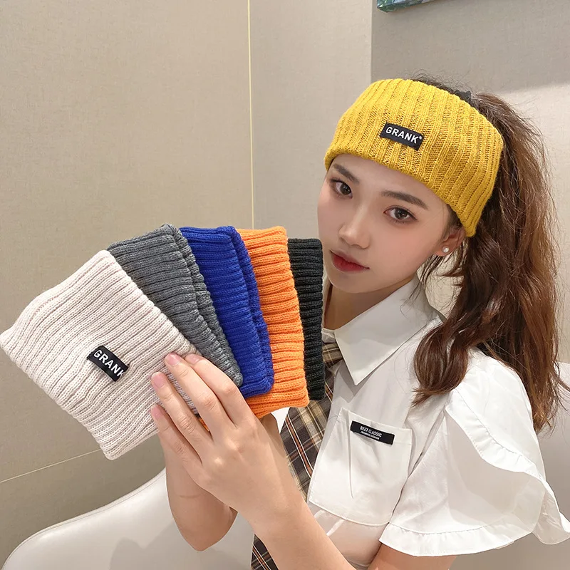 

Женская вязаная широкая повязка на голову в корейском стиле, обруч для волос на осень-зиму