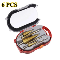 6Pcs Step Drill Bit Saw Drill Bit Set Titanium Milling Cutter 4-12/20/32mm, 3 6 8mm For Woodworking Metal Core Hole Opener