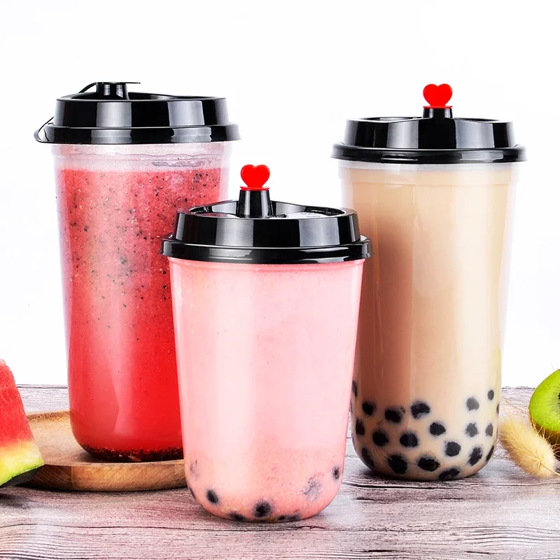 50pcs/pack 360/500/700 U Shaped Bubble Tea Cup Soft Plastic Cup Boba Tea Cups Disposable Cups Accept Customization