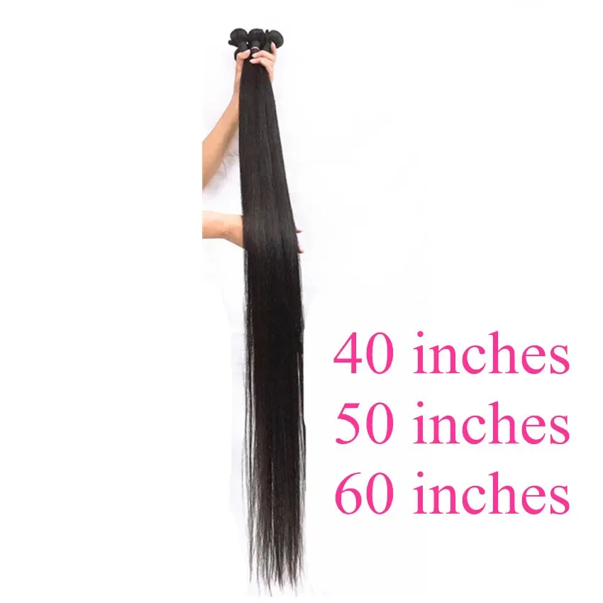 50 дюймов длинные прямые пучки человеческих волос натуральный цвет бразильские наращивание человеческих волос Remy 1 пучок плетение волос с двойным утком
