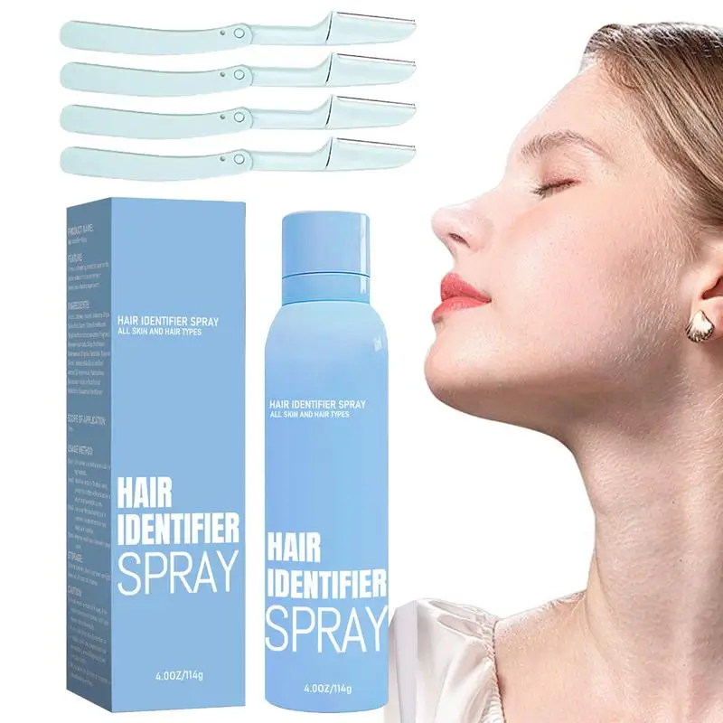 Hair Identifier Spray Face Shaving Spray Facial Hair Removal Spray Smoothing Face Hairless Painless With 4 Scraper Face Shaving