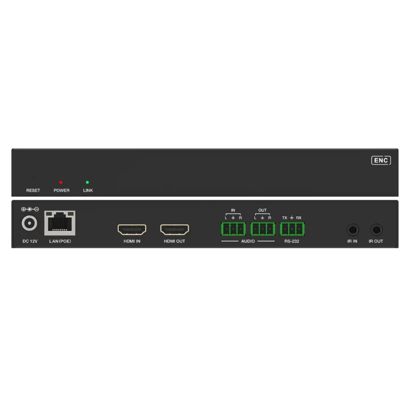 4K60 через IP, энкодер 1GbE, декодер, удлиненный до 328 футов, поддержка RS232, ИК-аудио, встраивание, извлечение видеостены 9x9 JPEG2000