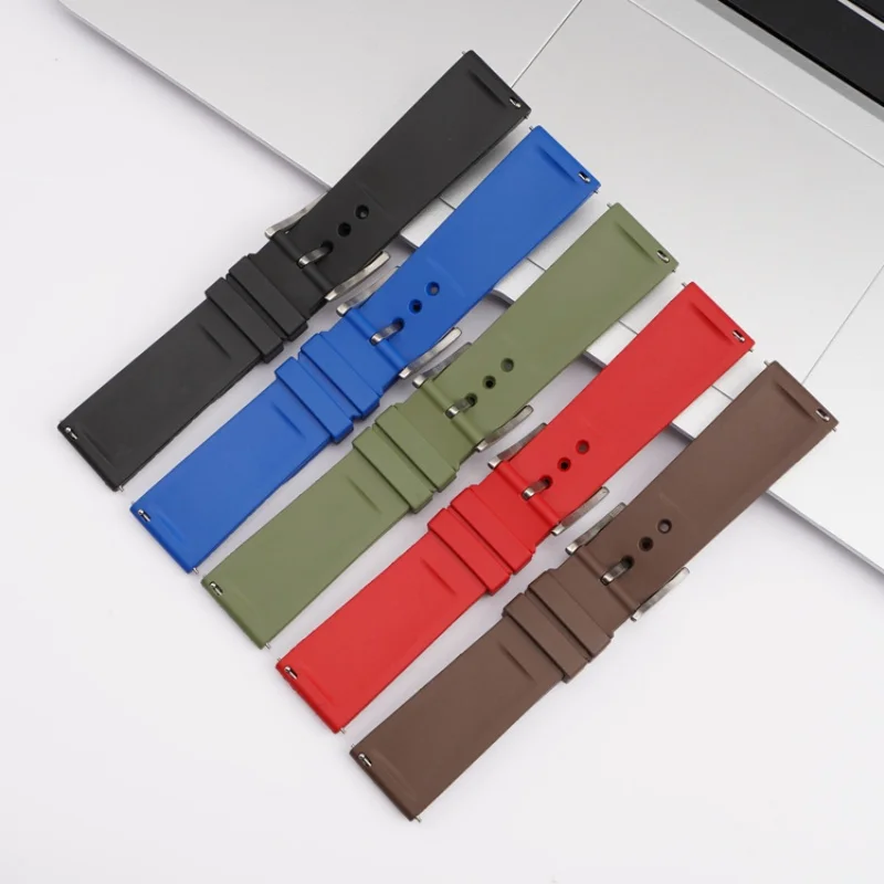 FKM Rubber Strap for Casio Seiko Rolex Omega Cartier 20 22 24mm Quick Release Watch Band Premium Quality Anti-Dust Bracelet