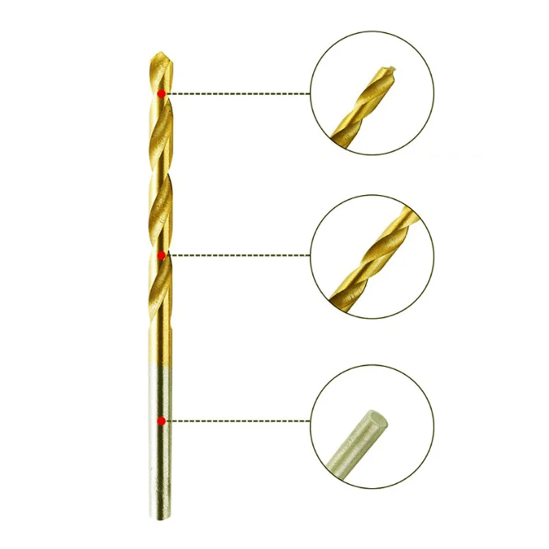 Imagem -03 - Titânio Chapeado Broca de Torção Hss Micro Buraco Aberto em Linha Reta Lidar com Broca de Torção 13 mm Broca Elétrica Furadeira Perfurador Conjunto 50 Peças