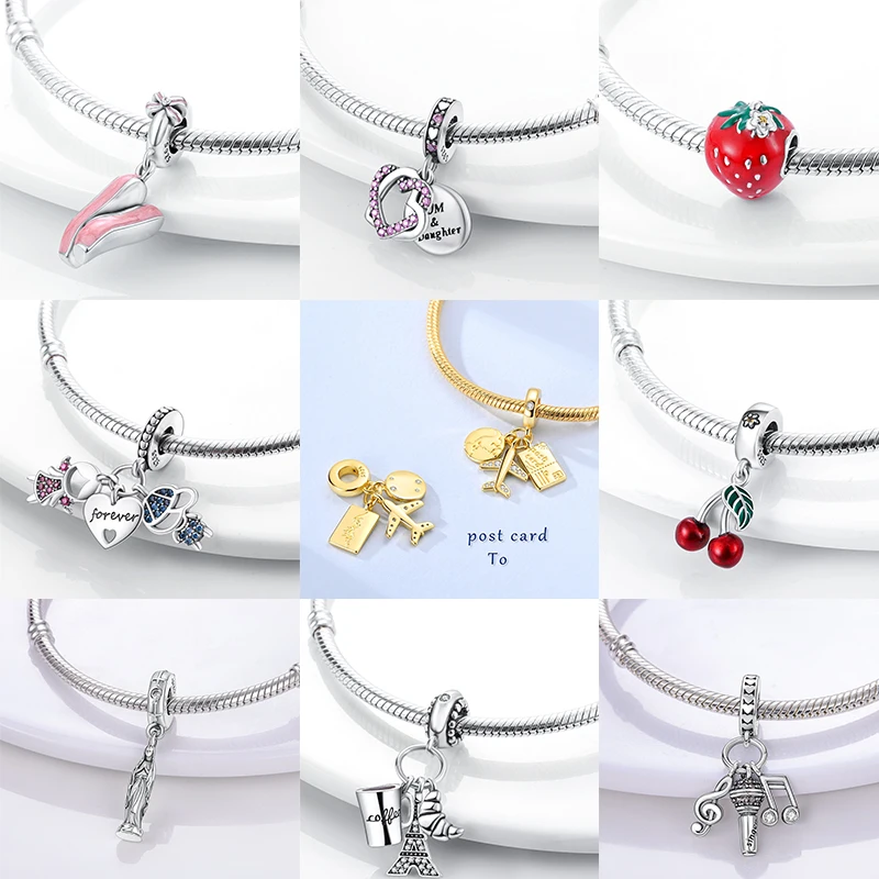 925 Sterling Silber Charm-Perlen Schmetterling Kleeblatt Glücksbringer Katze Böser Blick Delfin Reise-Charms für DIY Armband Halskette Damengeschenk – Detail 5
