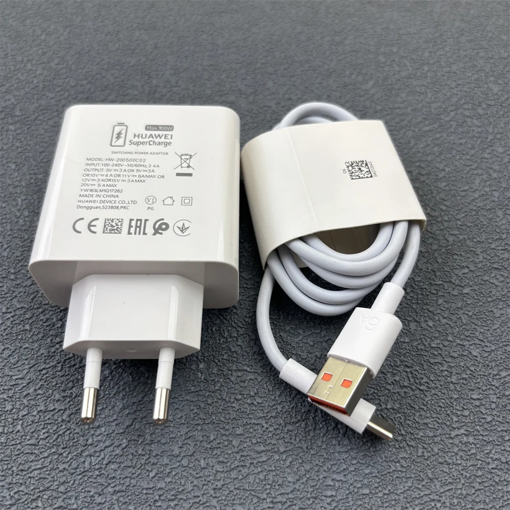 هواوي 100 واط ماكس محول الشحن الفائق 100 سنتيمتر 6A USB نوع C كابل شحن سريع ل P30 P40 P50 لايت بورا 80 70 ماتي 50 40 30 20 برو