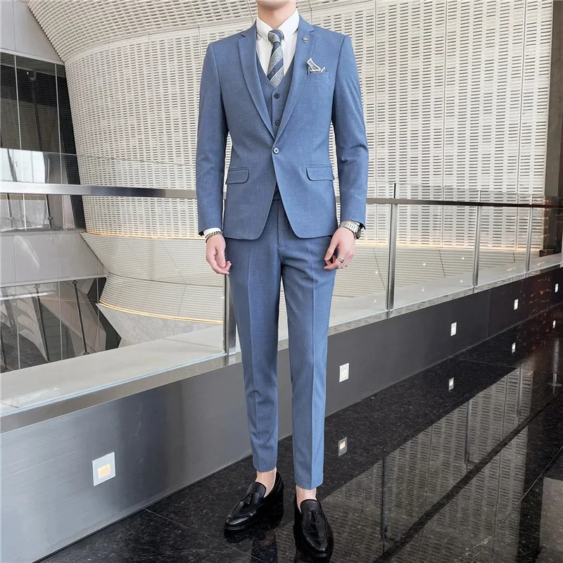 

kx203 Customized business casual suit spring double-breasted suit suit men's slim groom's dress