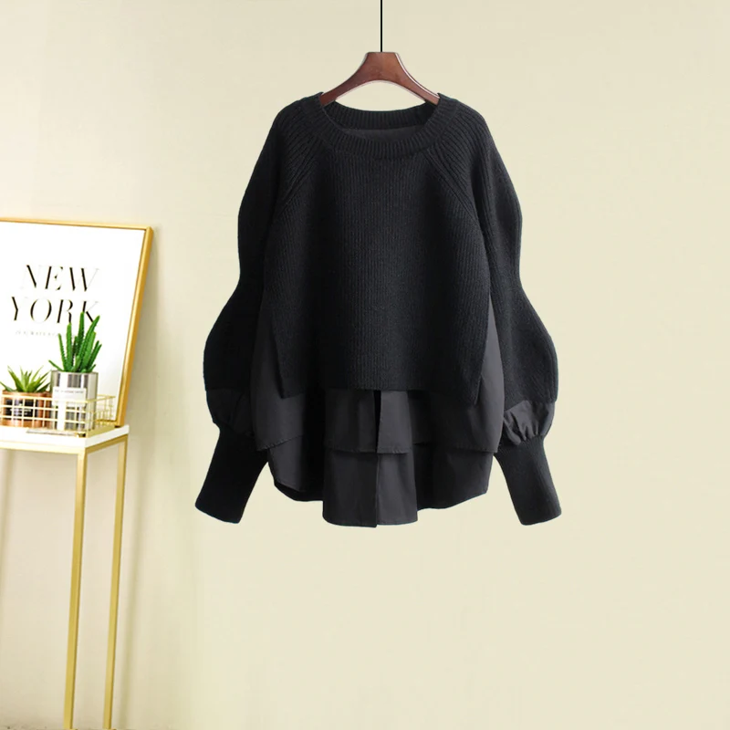 

Весенняя мода, женский комплект свитшотов больших размеров, утягивающая юбка, комплект из двух предметов, топ High Ne Long Sve round Ne