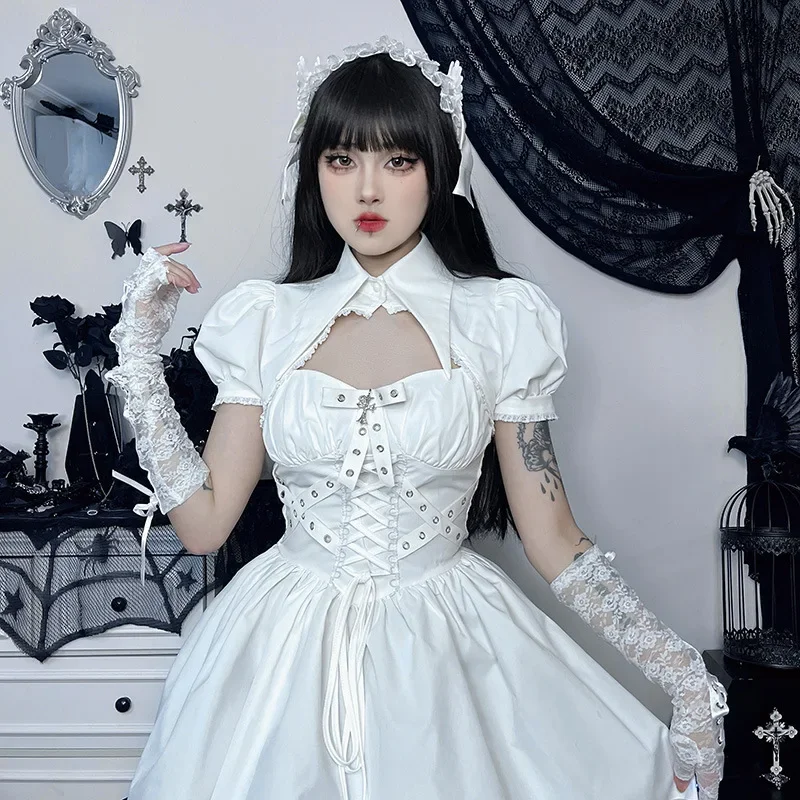 Gothic Girl Lolita Coaplay Costume Adult Women Sexy Little Devil Dress Smock Accessory Full Set Suit Halloween Carnival Outfits