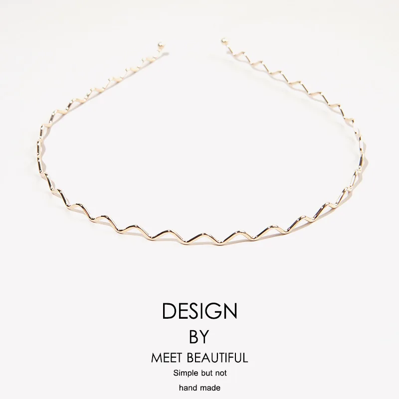Einfache Gold Welligkeit Metall Haarbänder Elegante Welle Stirnbänder Mode Frauen Krone Kopf Hoop Haar Styling Kopfbedeckungen Zubehör Geschenke – Detail 8