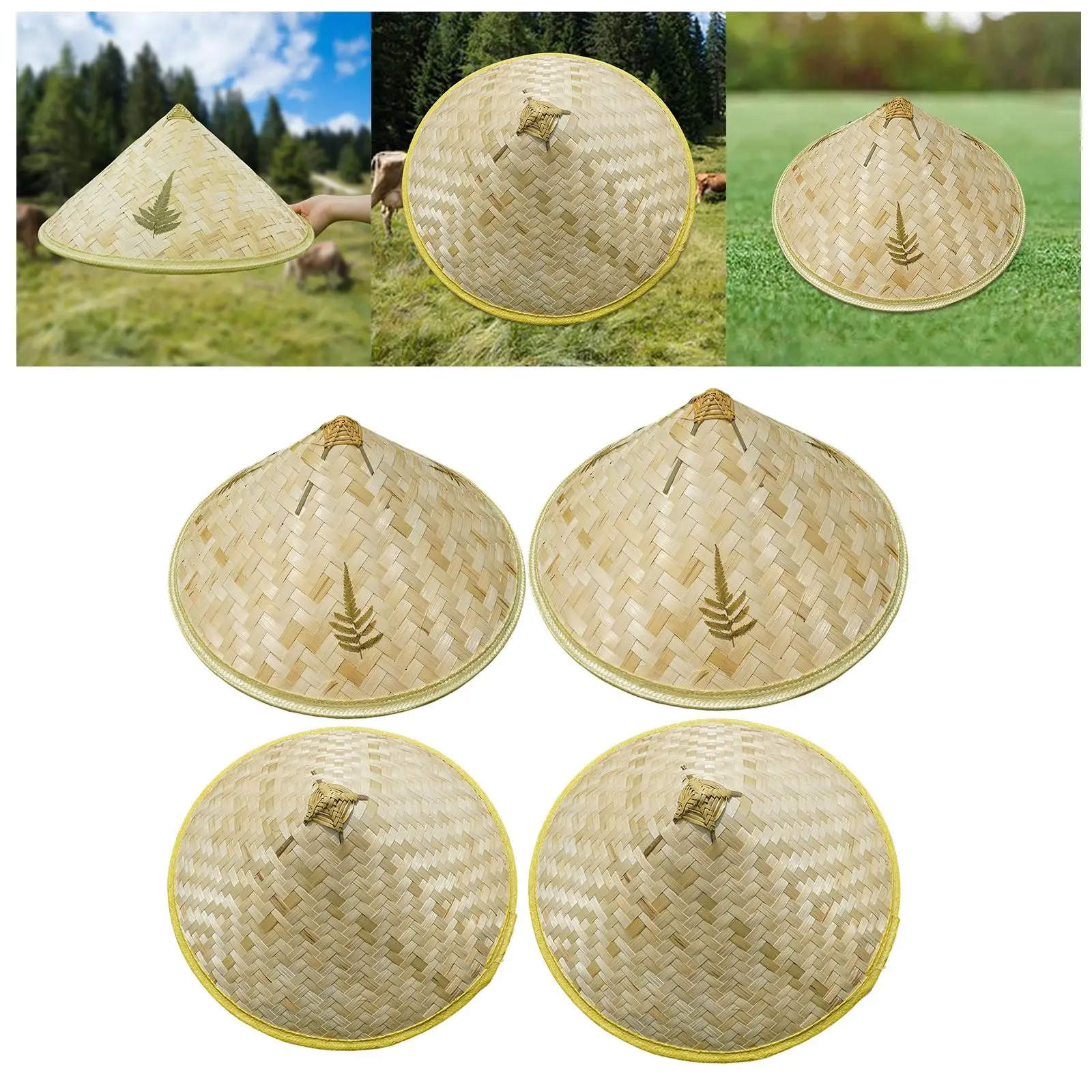 Bambushüte, Sonnenhüte, Wanddekoration, Kunsthandwerk, Malerei, asiatischer Hut für DIY, Strandmädchen – Detail 6