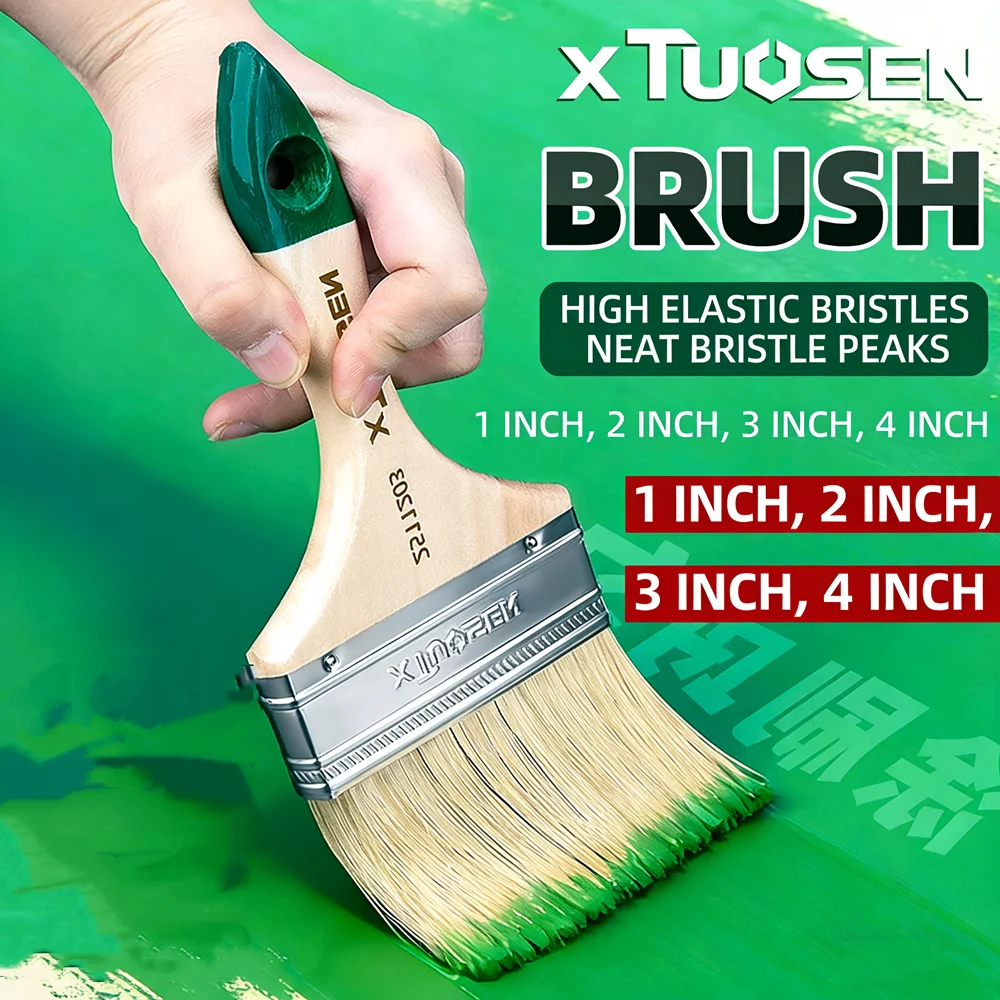 Wood Handle Paint Brush Natural Bristle Stiff Bristles for Oil Based Varnish Large Industrial Cleaning Brush Non Shedding