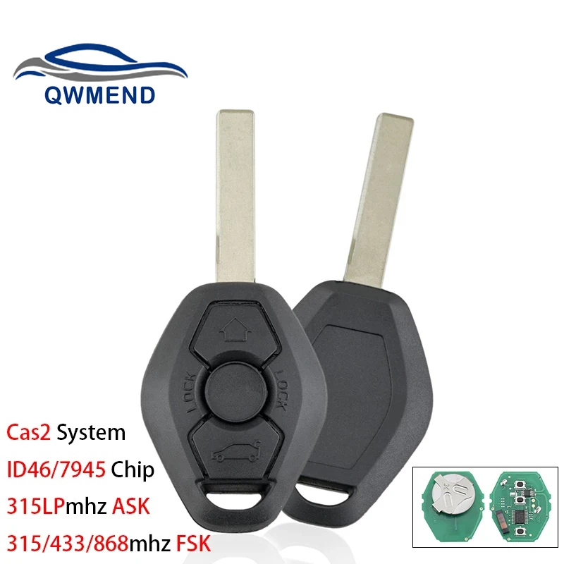 

QWMEND Cas2 System Car Remote Key for BMW 3/5 Series X3 X5 Z3 Z4 Z8 Smart Car Key Fob 315/433/868Mhz ASK/FSK for BMW Key