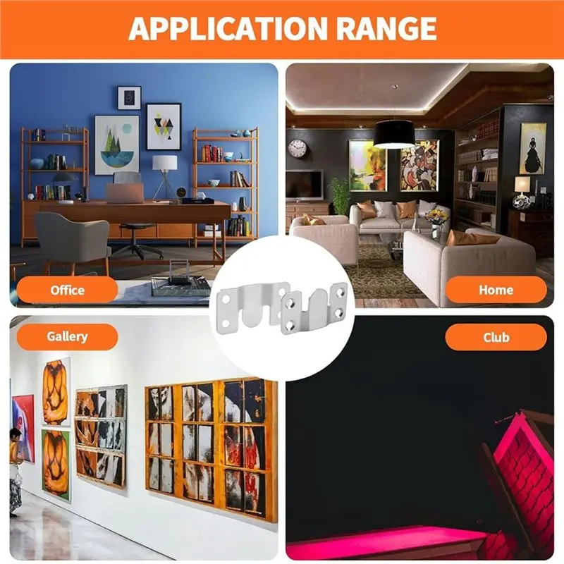 [HOT!A34R】 Heavy Duty Stainless Steel Interlocking Flush Mount Bracket 50 Pcs Picture Hanging Hooks Photo Frame Hook Large Pictu