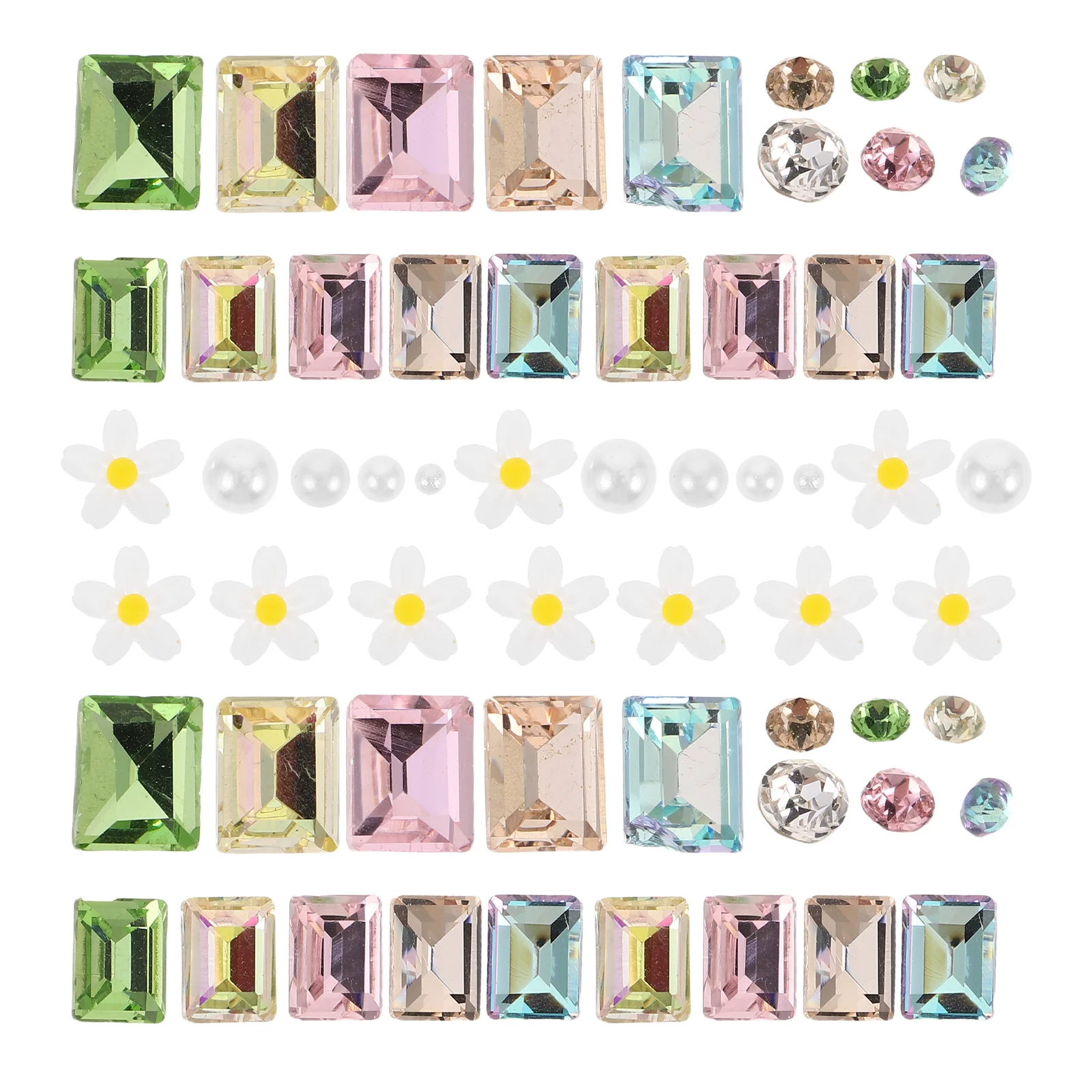 

Art Embellishments Kit Multicolored 3D Flower Rhinestones Pearls Decor For Diy Acrylic Nails Party Wedding, Gemstone Nail