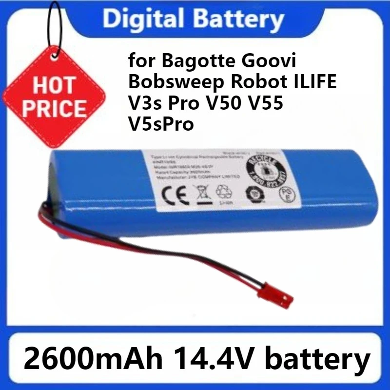 

for Bagotte Goovi Bobsweep Robot ILIFE V3s Pro V50 V55 V5sPro V8s Vacuum Cleaner Rechargeable Li Ion Battery 2600mAh 14.4V