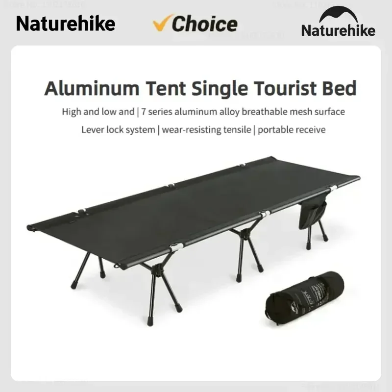 Naturehike Outdoor Folding Camping Bed High Low Use Aluminum Alloy Bracket Detachable Tent Sleeping Bed Camp Cot Travel Hiking