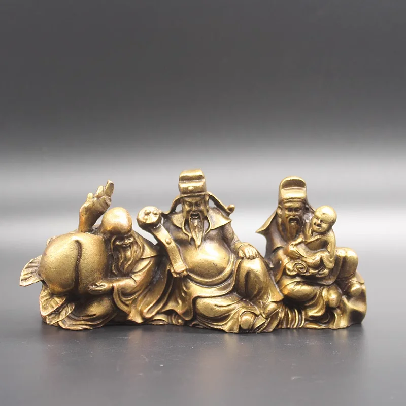

China Archaize Copper Fu Lu Shou Buddha Statue Decoration
