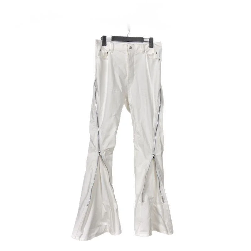 HKSH Men New RO High Street Double Line Zipper Cotton Jeans Casual Long Denim Flare Pants Personalized Streetwear Fashion HK3908