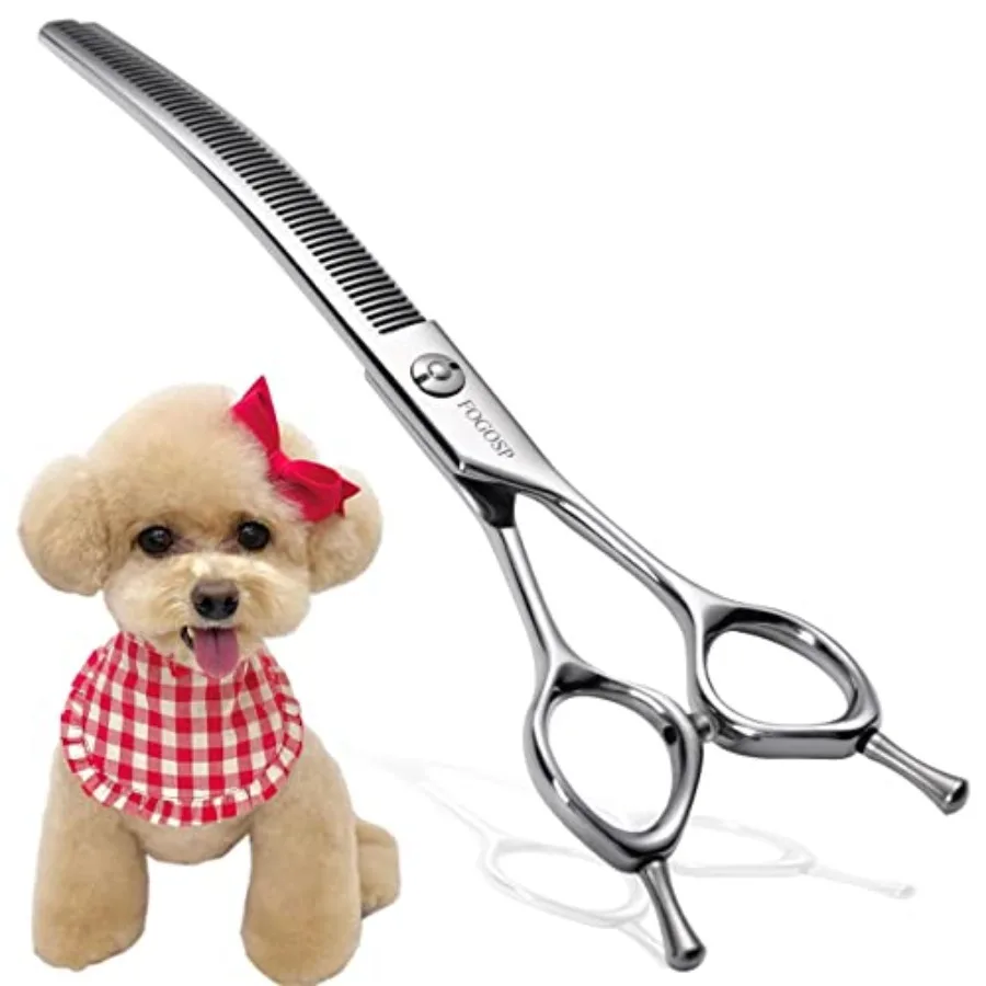 Curved Thinning Shears for Dogs Grooming 7.0'' Multipurpose Professional Pet Curved Blender Scissors for Dog Grooming 35% Thinn