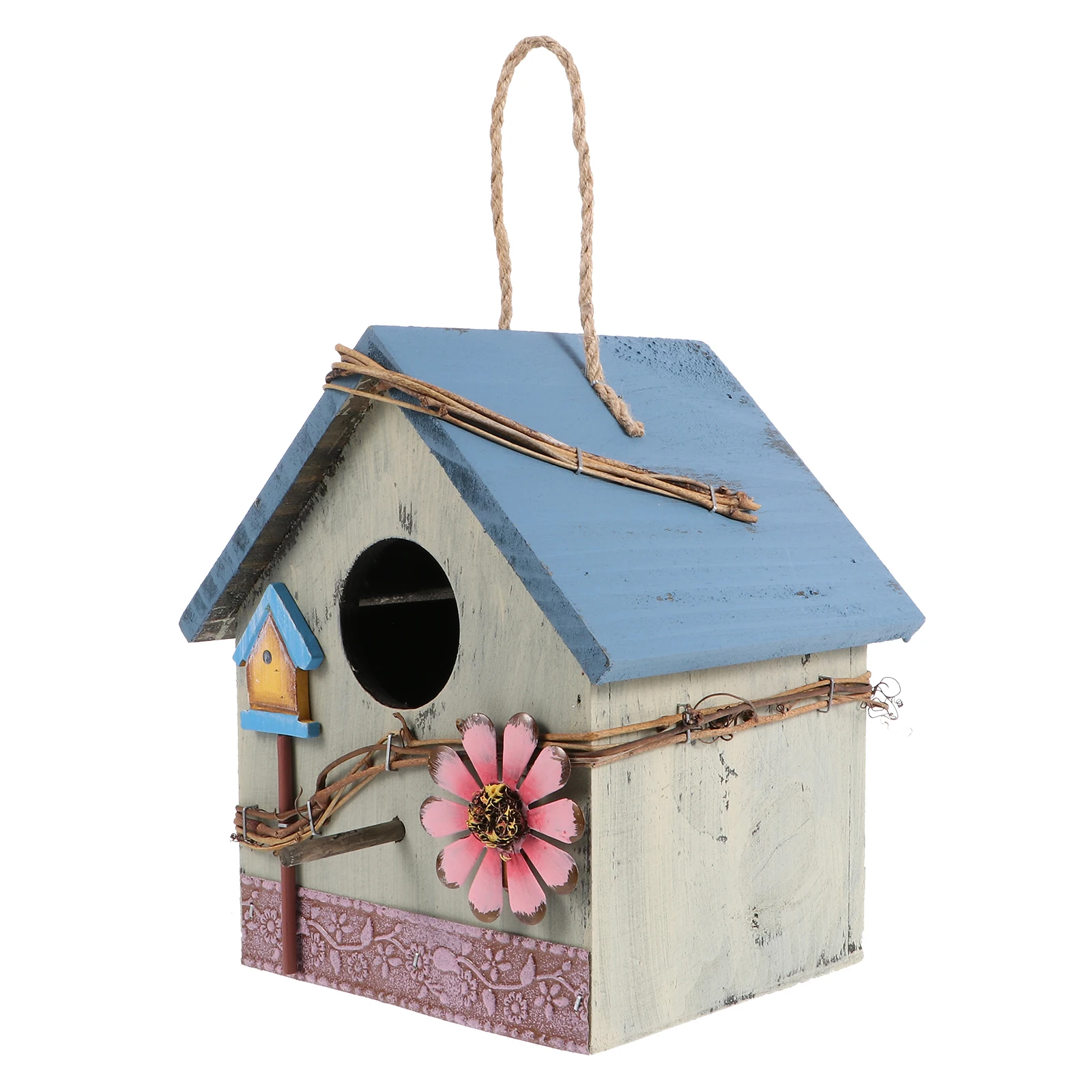 

Wooden Bird Nest Decorative Hanging Feeder for Garden Backyard Wild Birds House Green Wall Parrot House Outdoor Accessories