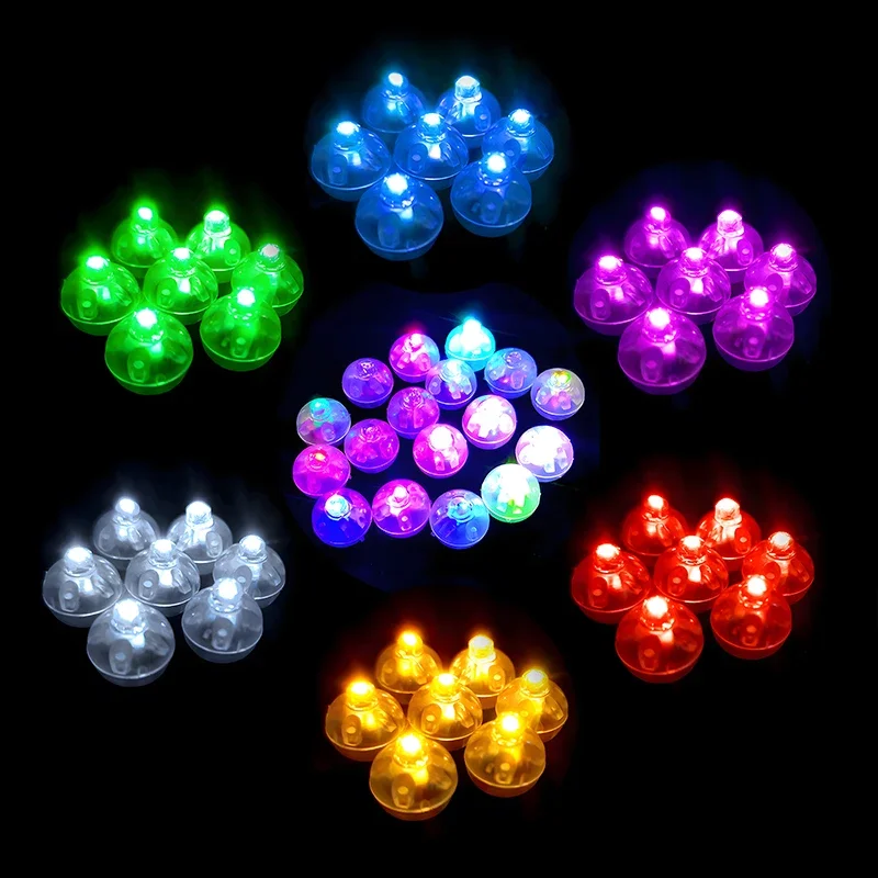 10/30 Pcs Small Round Ball Light Tumbler Ball Switch LED Flash Luminous Lamps Lantern Light for Birthday Party Glow Decor