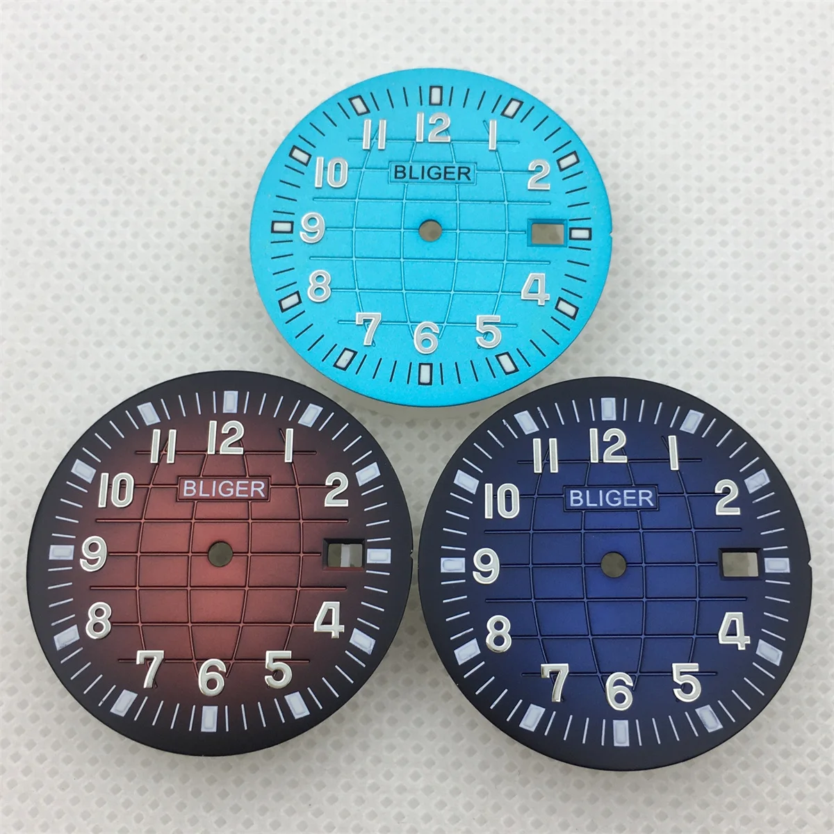 33mm watch dial Black blue green brown grey C3 luminous dial with NH35 movement watch parts