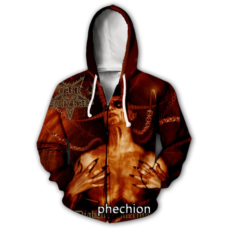 

phechion New Men/Women Dark Funeral Band 3D Printed Casual Zipper Hoodies Fashion Men Loose Sporting Zip Up Hoodies J44