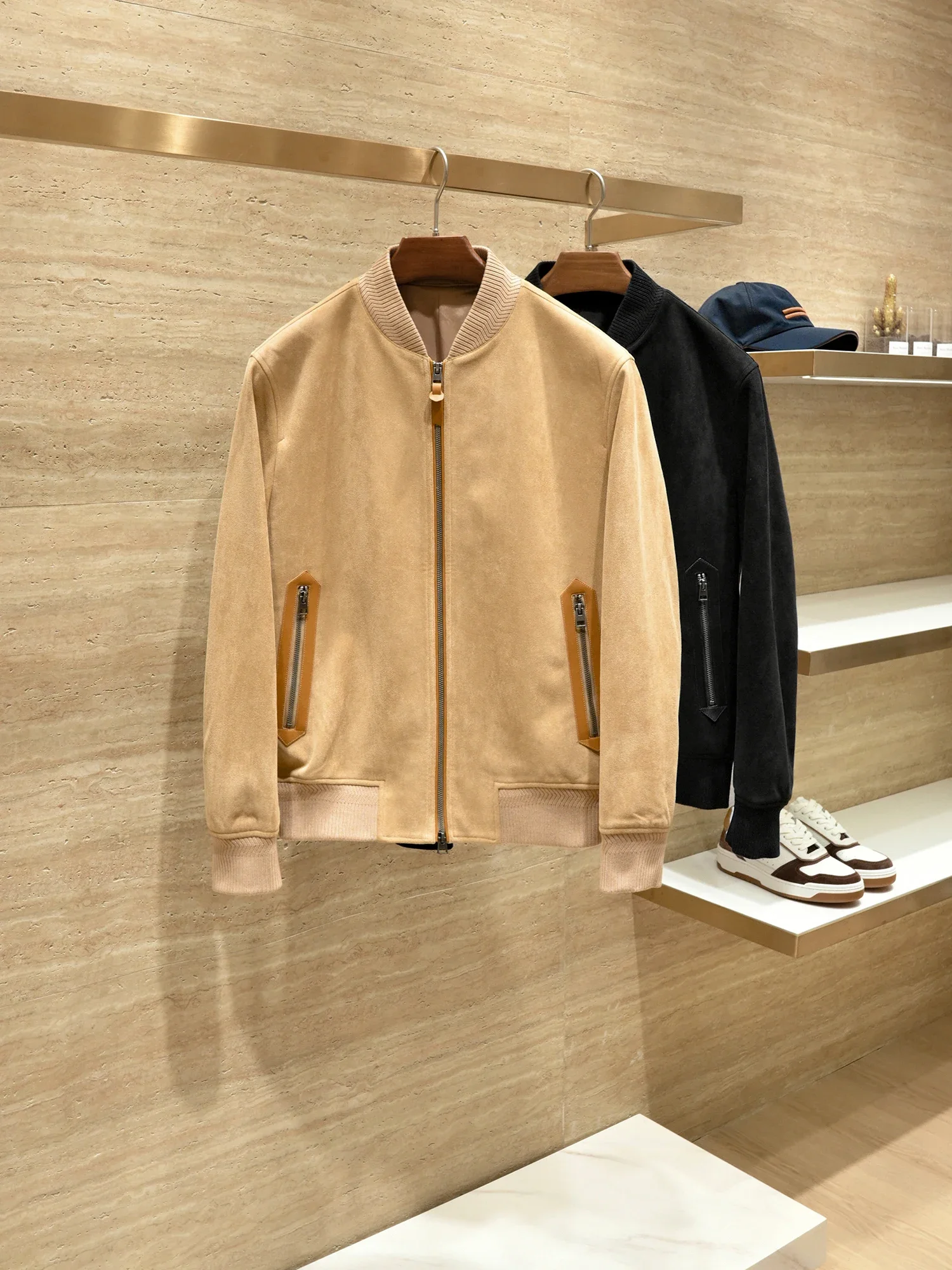 Italian Old Money Gentleman High-end Suede Fabric Men's Casual Baseball Collar Jacket