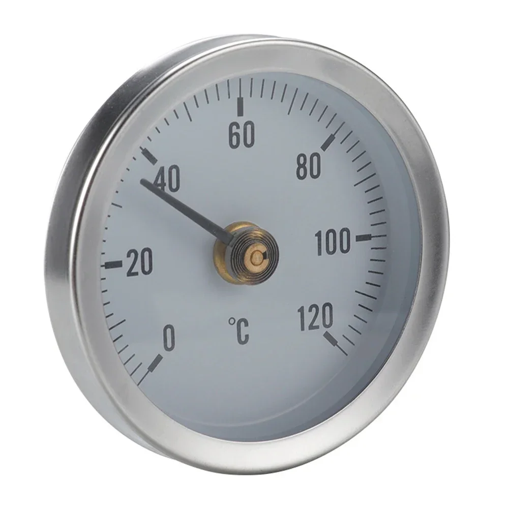 0-120℃ Stainless Steel Clamp-On Tube Thermometer On Tube Heating Spring 63mm Chimney Pipe Oven Barbecue Dial Temperature Gauge