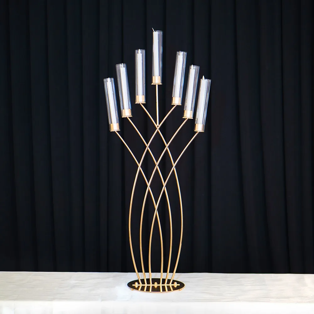 Metal Candelabra 7 Arms Candle Holders Wedding Table Centerpieces Candle Holder Candelabrum For Home Hotel Decoration