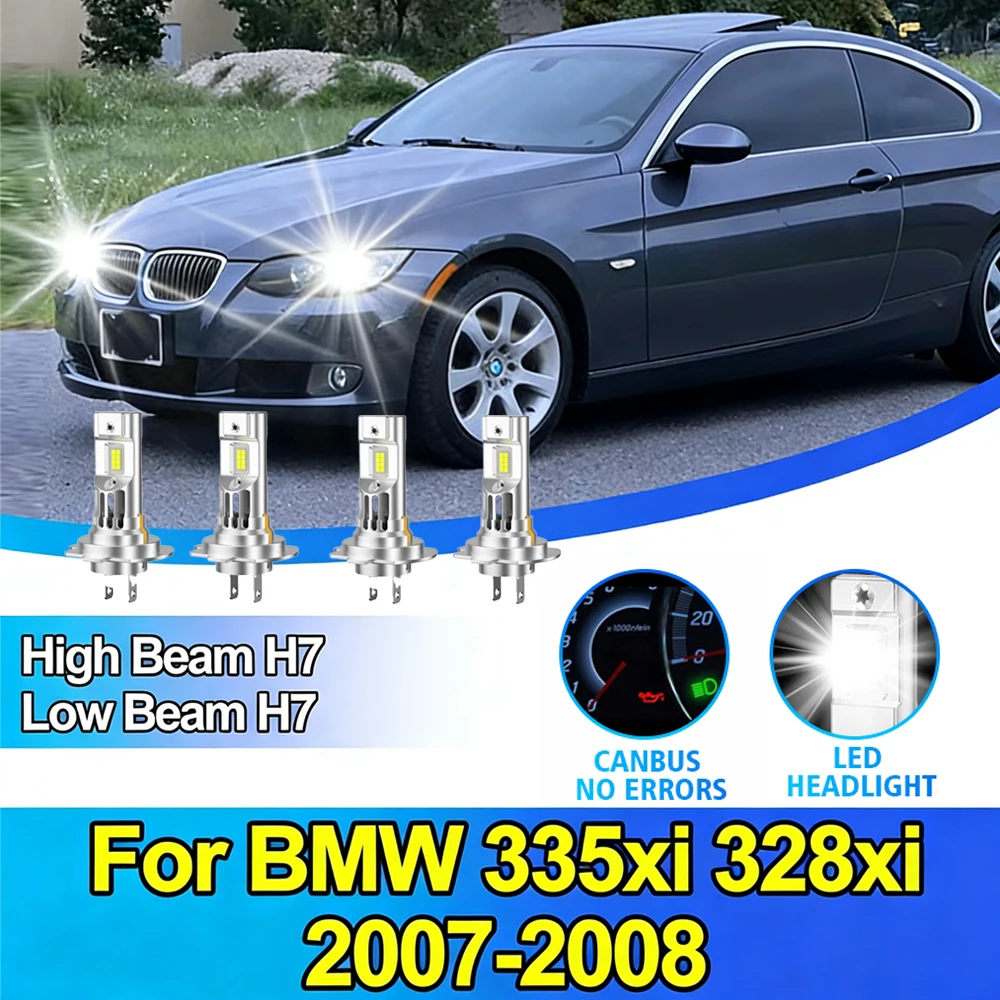 

Комплект светодиодных ламп H7 для фар BMW 335xi 328xi 2007-2008, 2/4 шт., 100 Вт, 40000 лм, сверхъяркие, 6000K, ближний/дальний свет