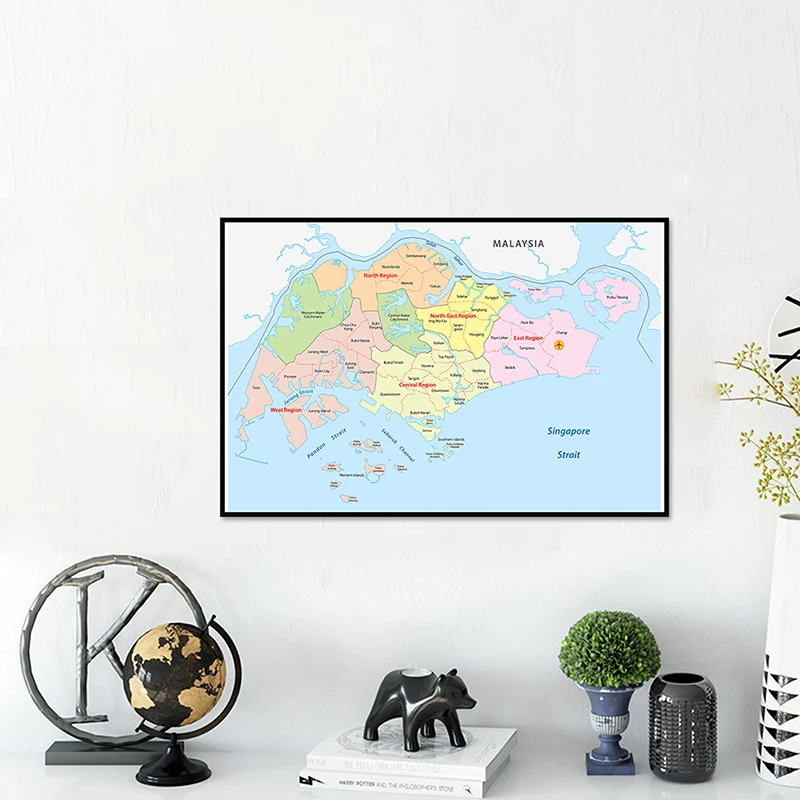 59*42cm mapa da parede de singapura cartaz decorativo sem moldura impressão pintura em tela sala de estar decoração para casa material escolar