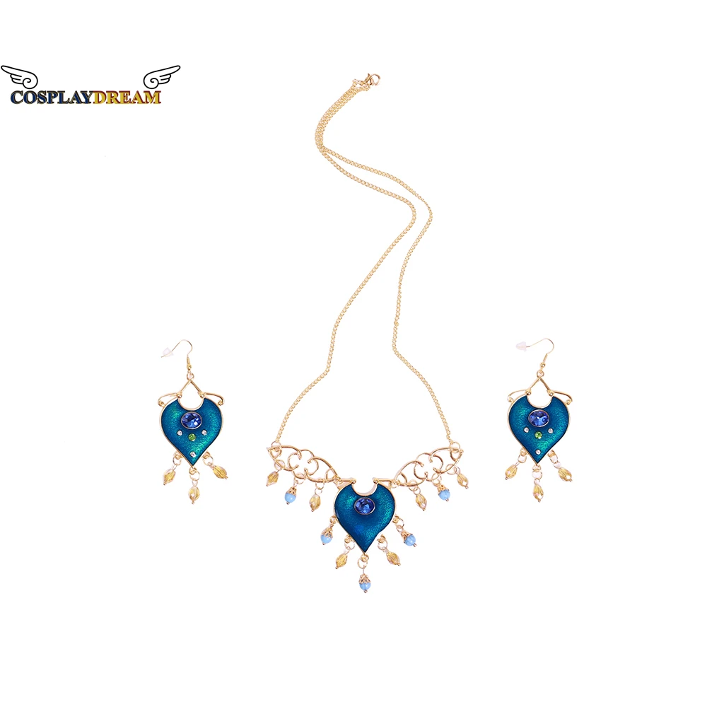 Ensemble de 3 pièces de collier et boucles d\'oreilles Jasmine Cosplay, accessoire de bijoux en résine, pendentifs Jasmine Cosplay, bijoux cadeau