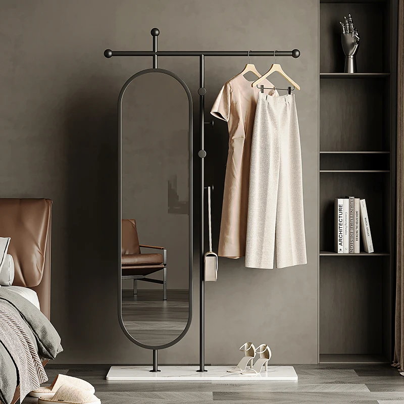 Light luxury clothes rack, dressing mirror integrated bedroom with full body mirror