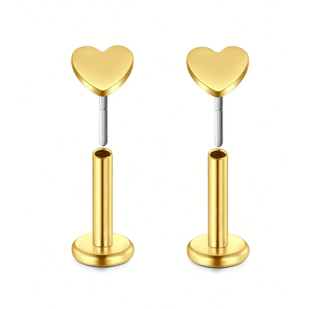 Women's 20G Threadless CZ Push In Flat Back Stud Earrings