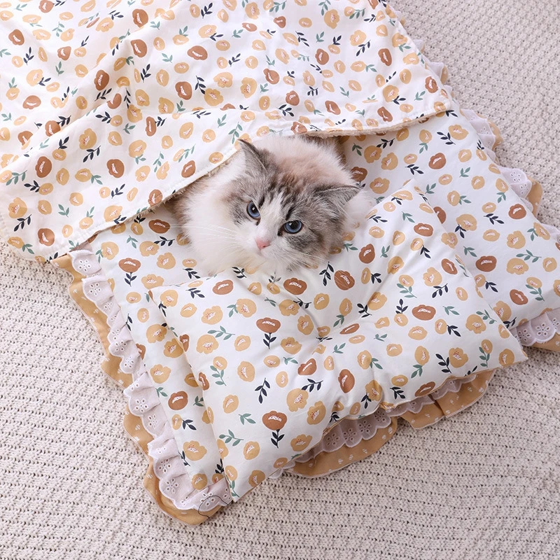 Pet Mattress Four Seasons Universal Lace Bed Set Cat Sleeping Bag Removable Washable Cat Quilt Winter Warm Pet Litter Kennel