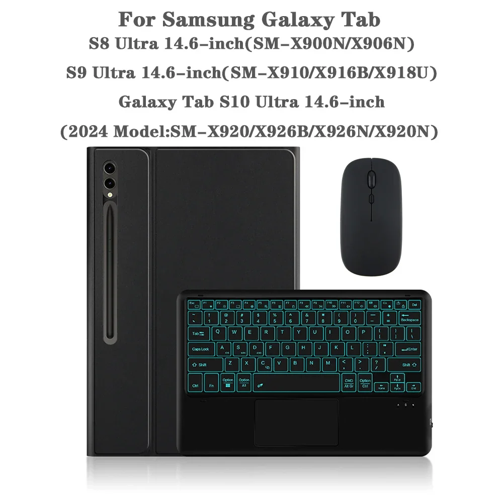 

Tablet Case for Samsung Galaxy Tab S8 / S9 / S10 Ultra 14.6 lnch,Detachable Keyboard with Pencil Holder and Bluetooth Keyboard