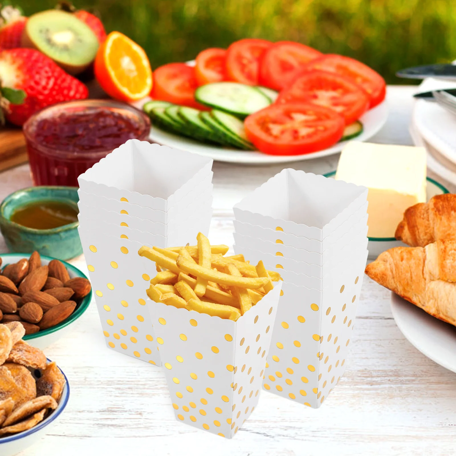 

12pcs Snack Packaging Boxes Popcorn Containers for Party Wedding Halloween Birthday Paper Food Packing Holders Disposable Party