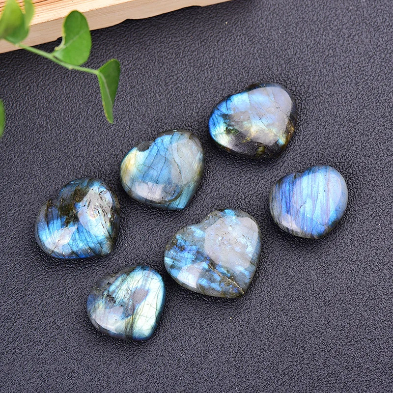 5pcs Natural Labradorite Heart  Pendant  Prisms Small  Mini Diy Pendant For Women  Man Christmas Gift 3mm