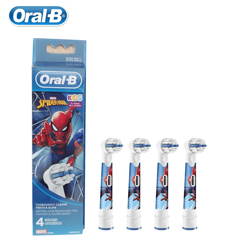 

Сменные насадки Oral B для детей, электрическая зубная щетка, версия «Человек-паук», мягкая щетина, насадки для глубокой очистки для мальчиков, 4 шт./упак.