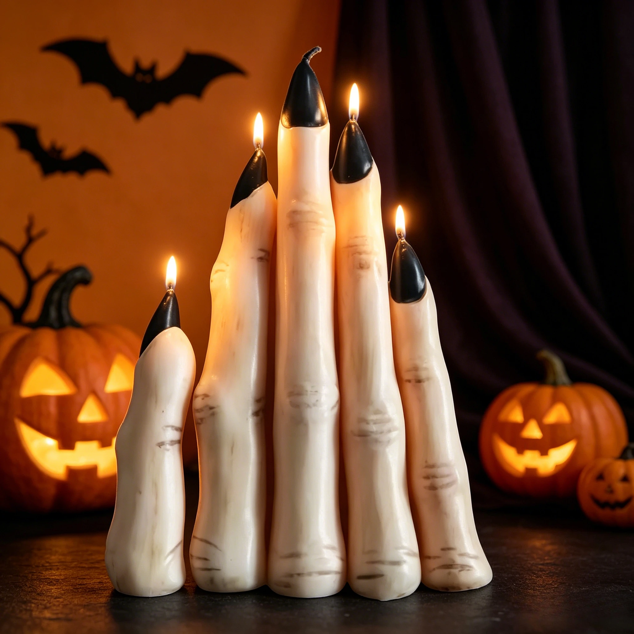 Set of 5 Witch Finger Candles Handmade Wax Taper Halloween Horror Decor Spooky Gothic Party Supplies Creepy Decoration 2026