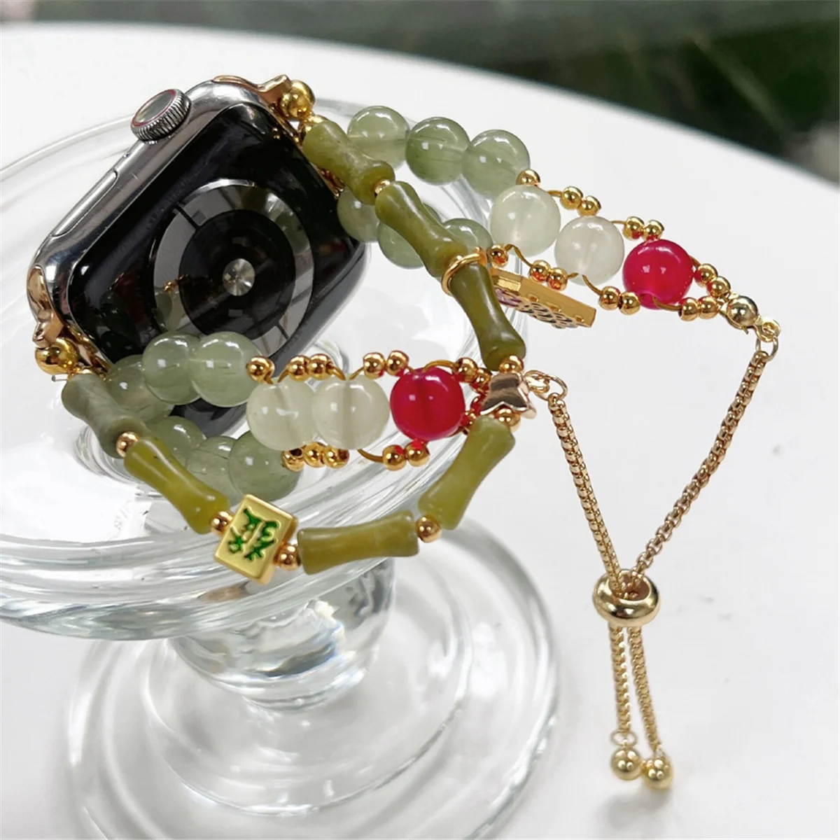 【اشتري&It$Now】خرز لسوار ساعة Apple المتوافق مع جميع الموديلات، سوار أنيق للنساء