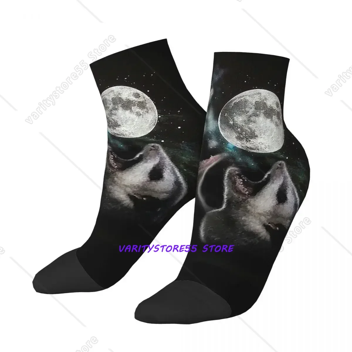 

3 Opossum Moon Socks Harajuku Sweat Absorbing Stockings All Season Socks Accessories for Man's Woman's Christmas Gifts