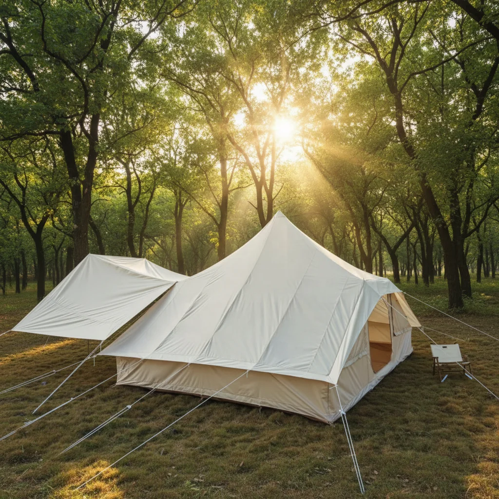 Waterproof 4 Season Outdoor Luxury Glamping Tents Square Oxford Bell Tent Double Door for Big Families 8 People Camping