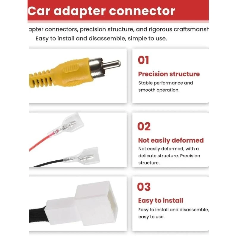 4 Pin Car Connector Radio Back Up Reverse Camera 22.5cm Retention Wiring Harness